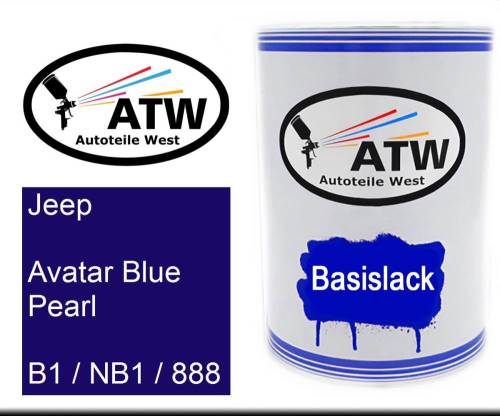 Jeep, Avatar Blue Pearl, B1 / NB1 / 888: 500ml Lackdose, von ATW Autoteile West.